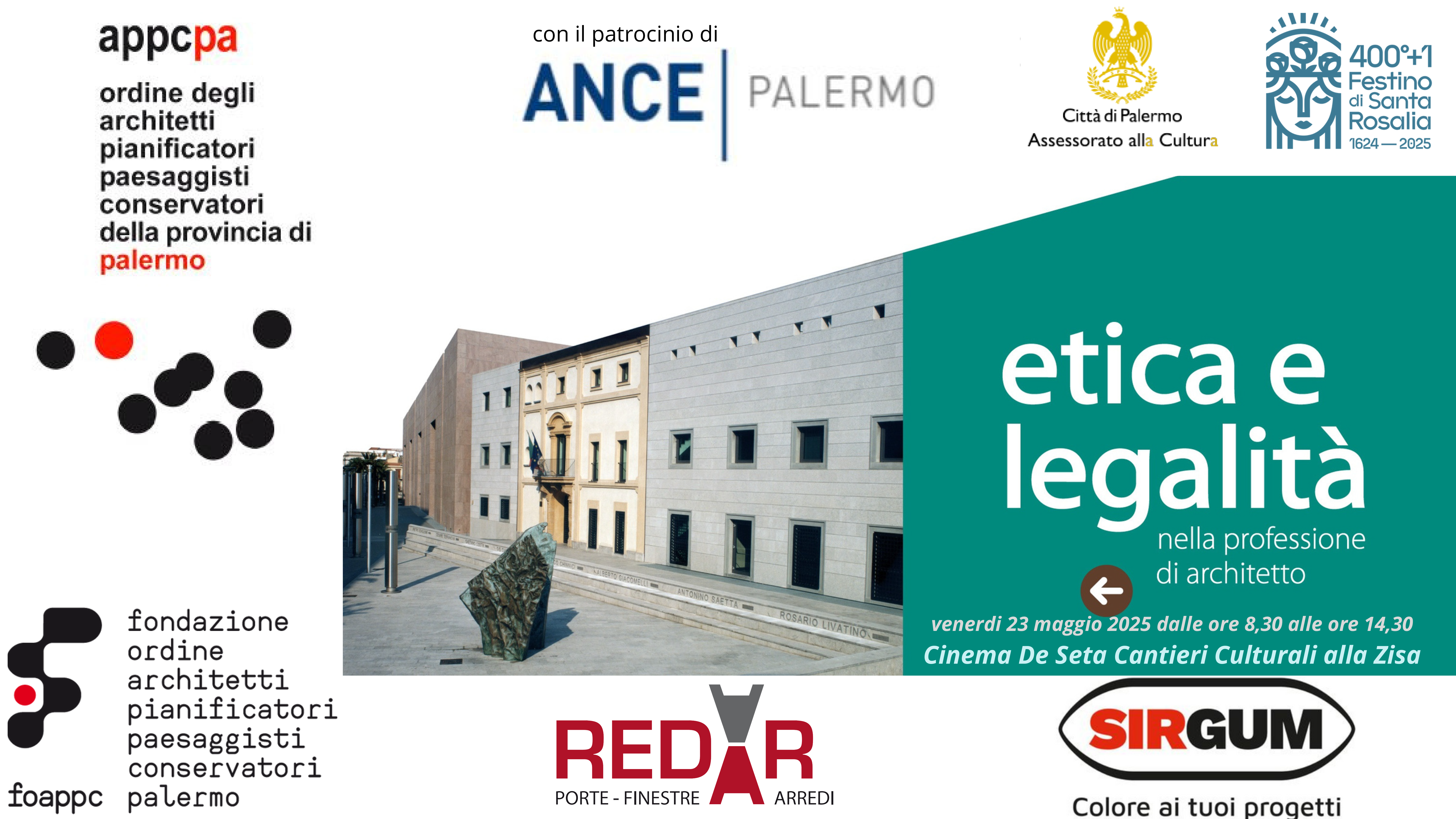 sponsor ufficiale dell’evento formativo organizzato dalla Fondazione Ordine degli Architetti Pianificatori Paesaggisti e Conservatori della Provincia di Palermo